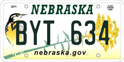NE license plate BYT634