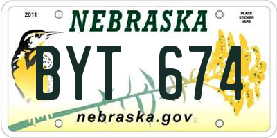 NE license plate BYT674