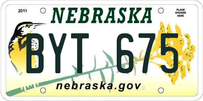 NE license plate BYT675