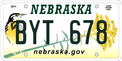 NE license plate BYT678