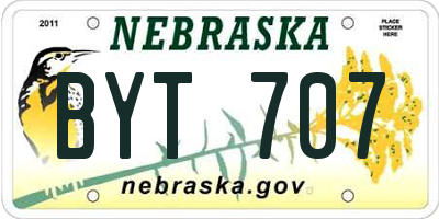NE license plate BYT707