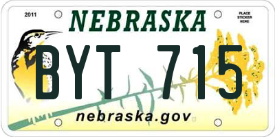 NE license plate BYT715