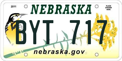NE license plate BYT717
