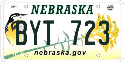NE license plate BYT723