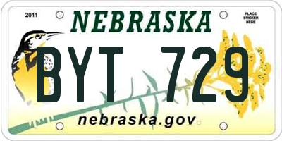 NE license plate BYT729