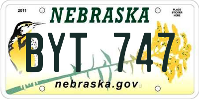 NE license plate BYT747