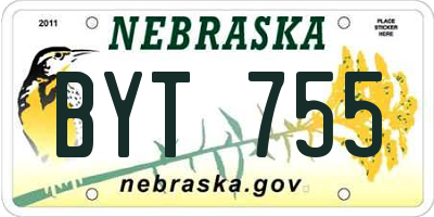NE license plate BYT755