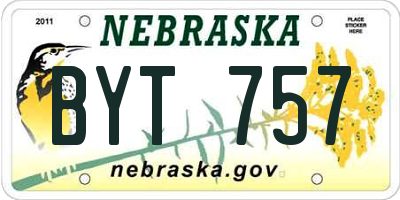 NE license plate BYT757