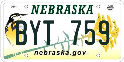 NE license plate BYT759