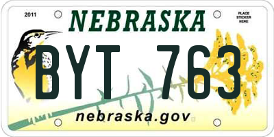 NE license plate BYT763