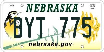 NE license plate BYT775