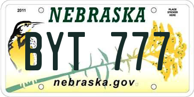 NE license plate BYT777