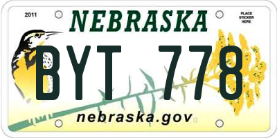 NE license plate BYT778