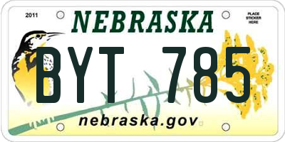 NE license plate BYT785