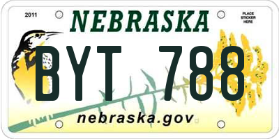 NE license plate BYT788
