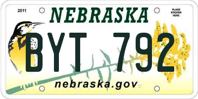 NE license plate BYT792
