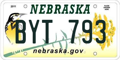 NE license plate BYT793