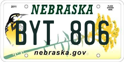 NE license plate BYT806