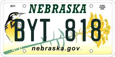 NE license plate BYT818