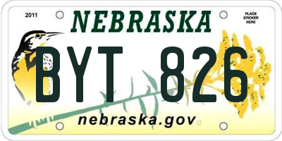 NE license plate BYT826