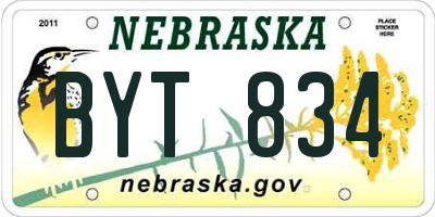 NE license plate BYT834