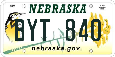 NE license plate BYT840
