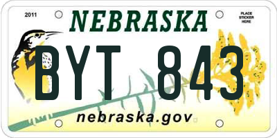 NE license plate BYT843