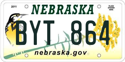 NE license plate BYT864