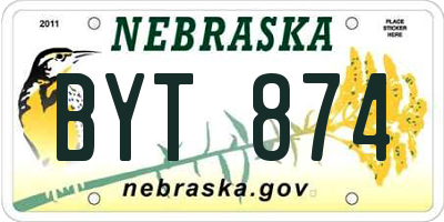 NE license plate BYT874