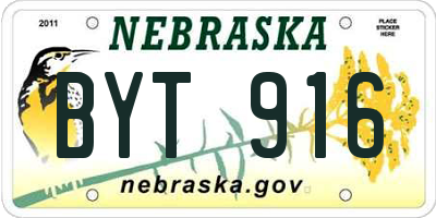 NE license plate BYT916