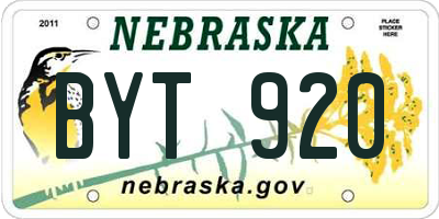 NE license plate BYT920