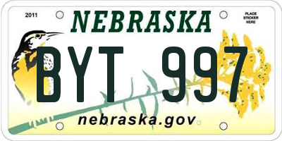 NE license plate BYT997