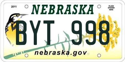 NE license plate BYT998