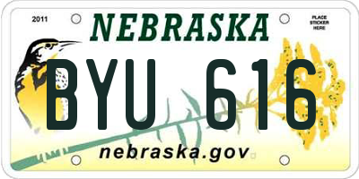 NE license plate BYU616
