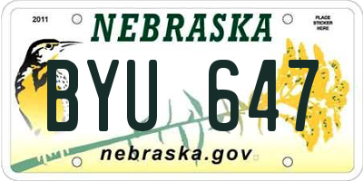 NE license plate BYU647