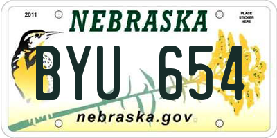 NE license plate BYU654