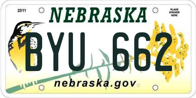 NE license plate BYU662