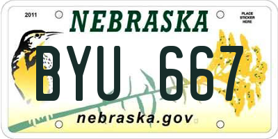 NE license plate BYU667