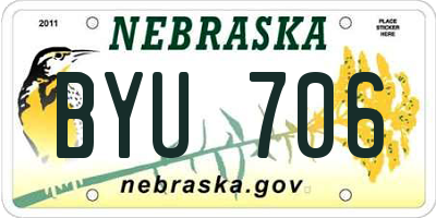 NE license plate BYU706