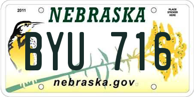 NE license plate BYU716