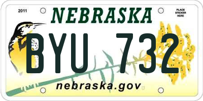 NE license plate BYU732