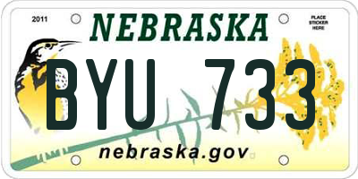 NE license plate BYU733