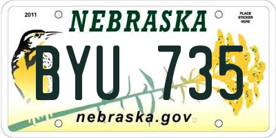 NE license plate BYU735
