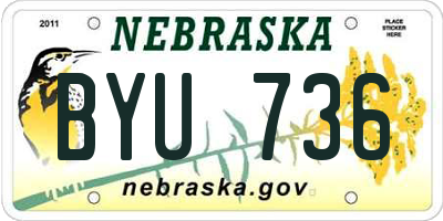 NE license plate BYU736