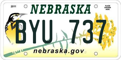NE license plate BYU737