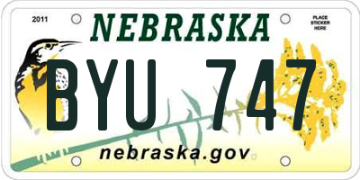 NE license plate BYU747