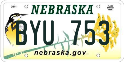 NE license plate BYU753