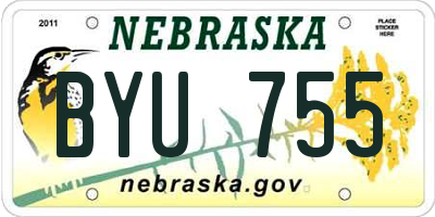NE license plate BYU755