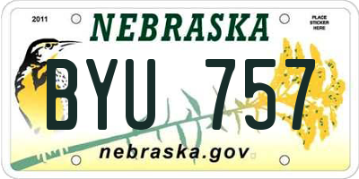 NE license plate BYU757