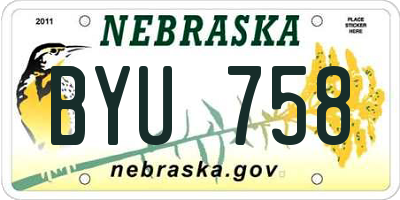 NE license plate BYU758